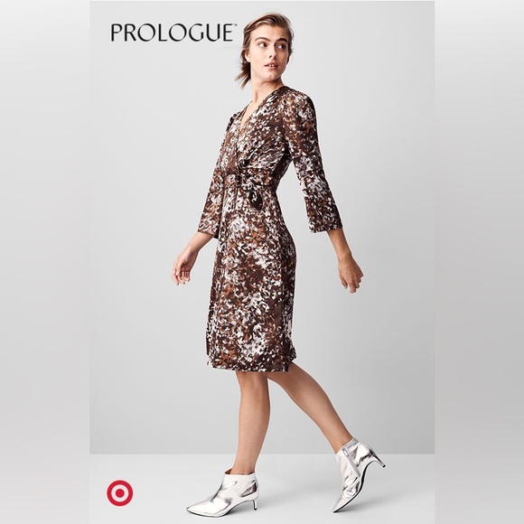 Prologue Dresses & Skirts - Prologue Women's Patterned Brown Midi Dress